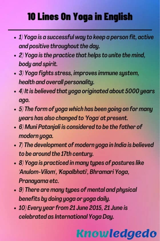 10 Lines On Yoga in English