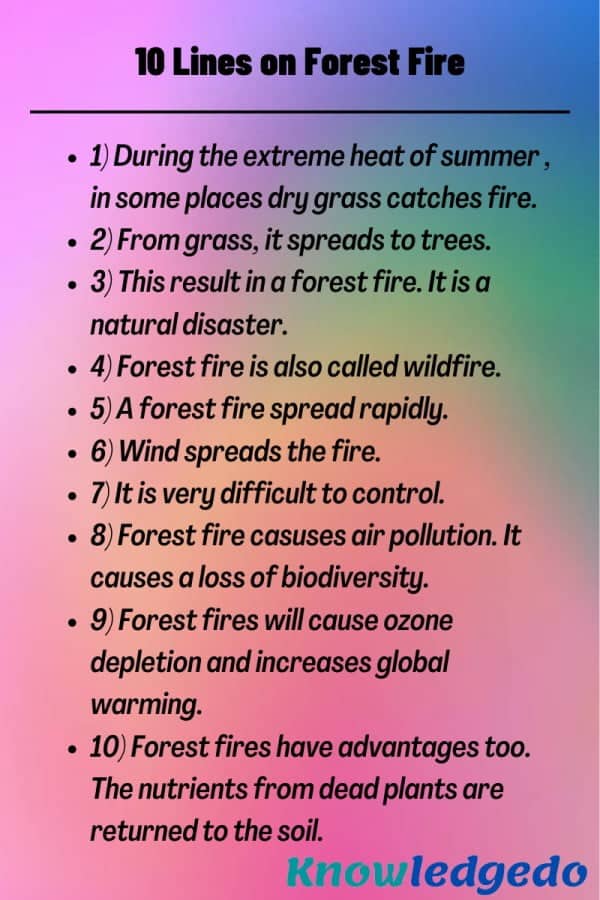 10 Lines on Forest fire