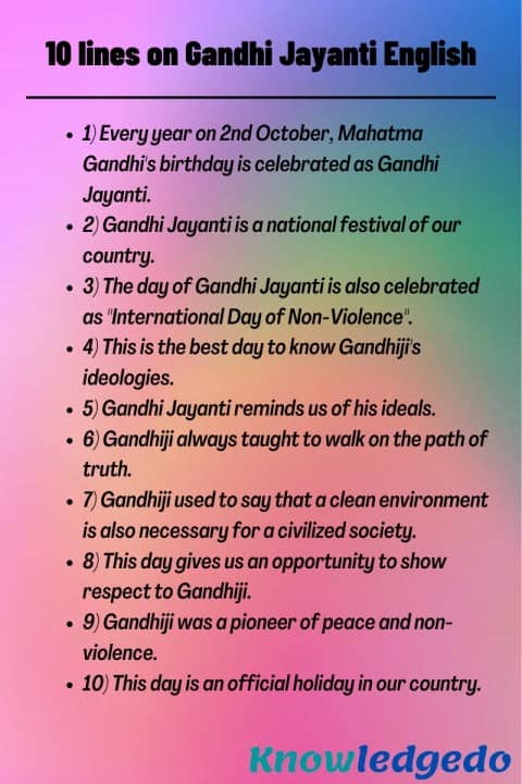 10 lines on Gandhi Jayanti English