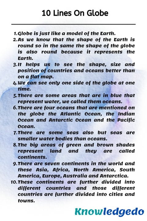 10 lines on Globe in English