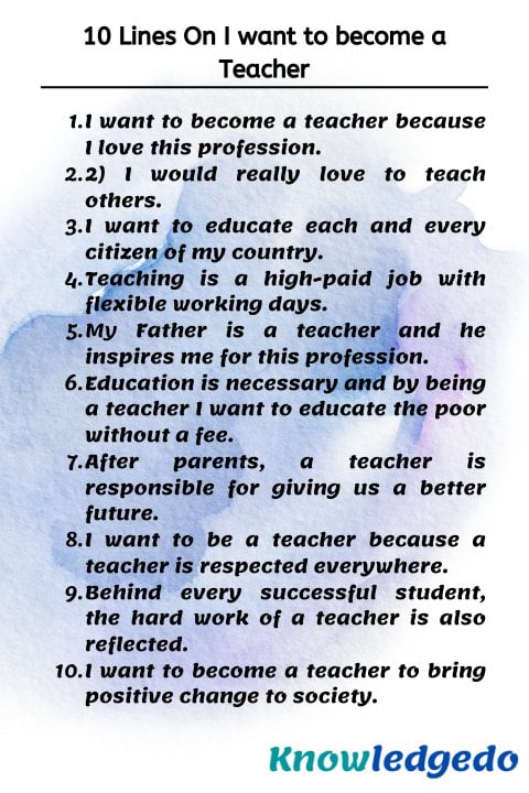 i want to be a teacher essay for class 3