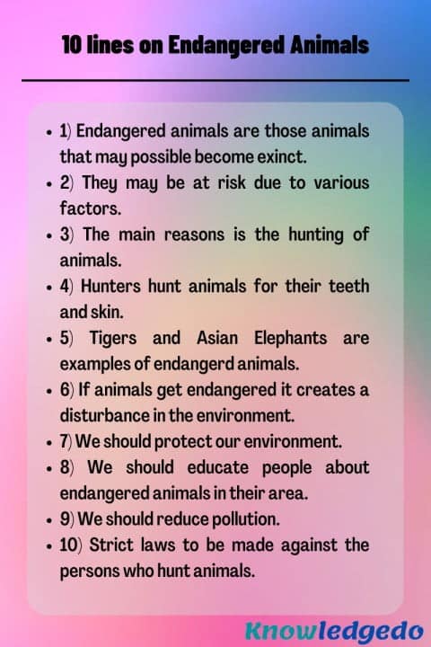 10 lines on Endangered Animals for Students - Knowledgedo