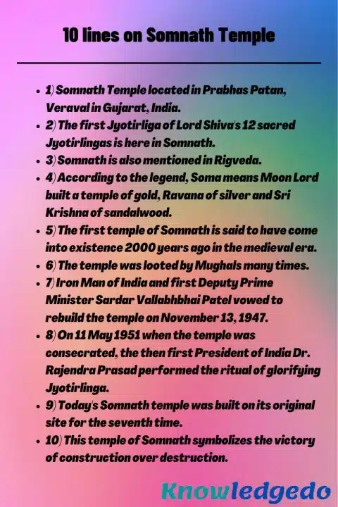 10 lines on Somnath Temple