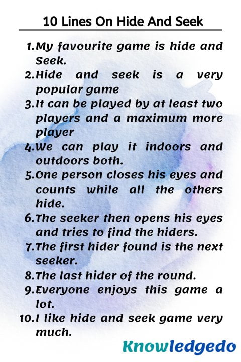 10 Lines On Hide And Seek