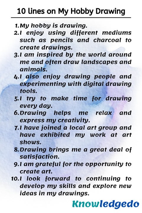 my favourite hobby drawing essay in english