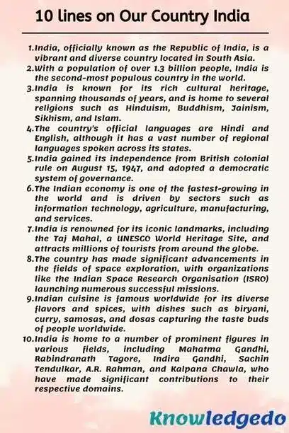 our country india essay 10 lines